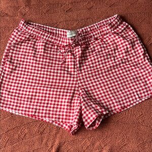 Abercrombie & Fitch Red Gingham Linen Shorts
